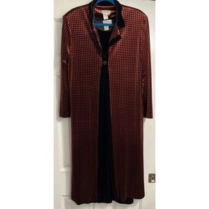 Coldwater Creek 2 Pc Womens PM‎ Black Velvet Duster Dress Houndstooth Whimsigoth